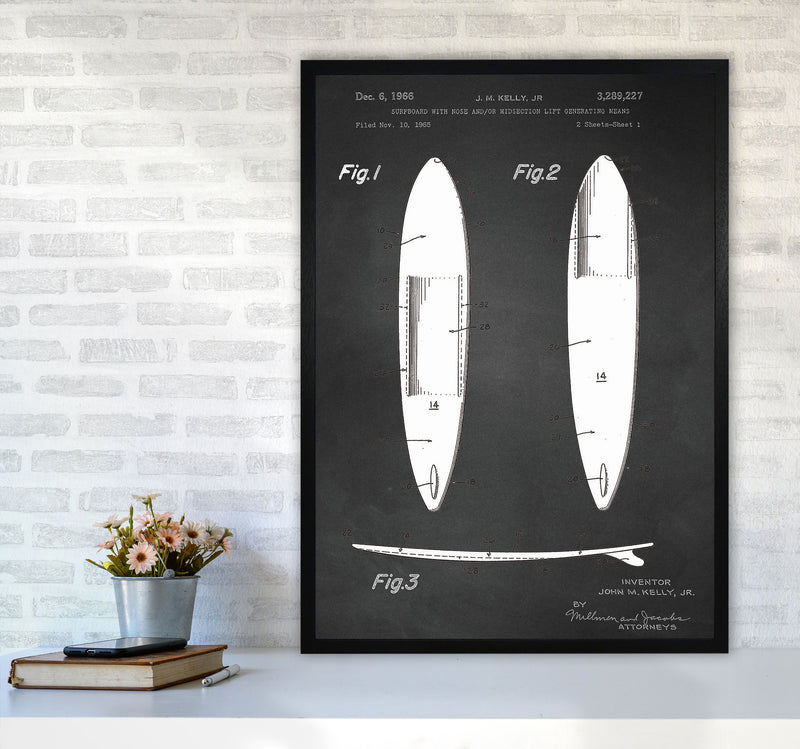 Surfboard Patent 1 Art Print by Jason Stanley A1 White Frame