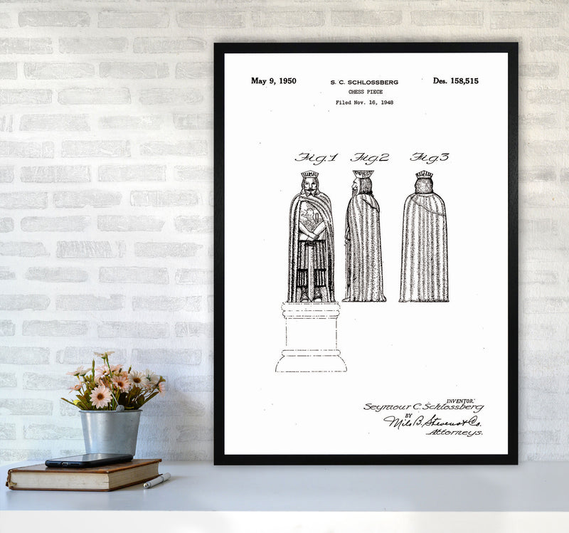 Chess Piece Patent Art Print by Jason Stanley A1 White Frame