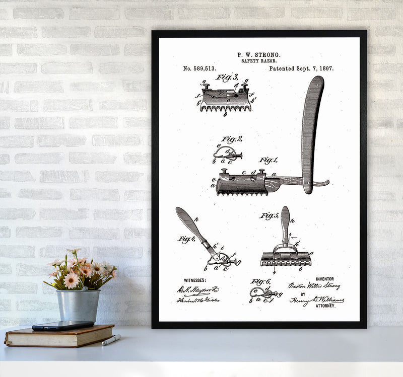 Safety Razor Patent Art Print by Jason Stanley A1 White Frame