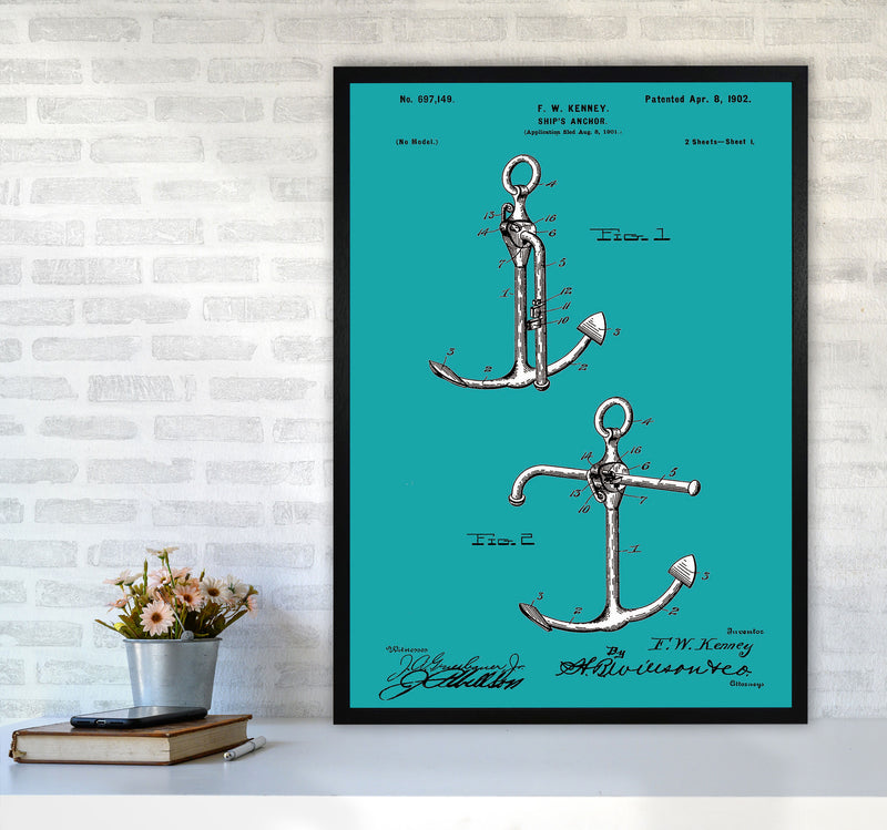 Anchor Patent Blue Art Print by Jason Stanley A1 White Frame
