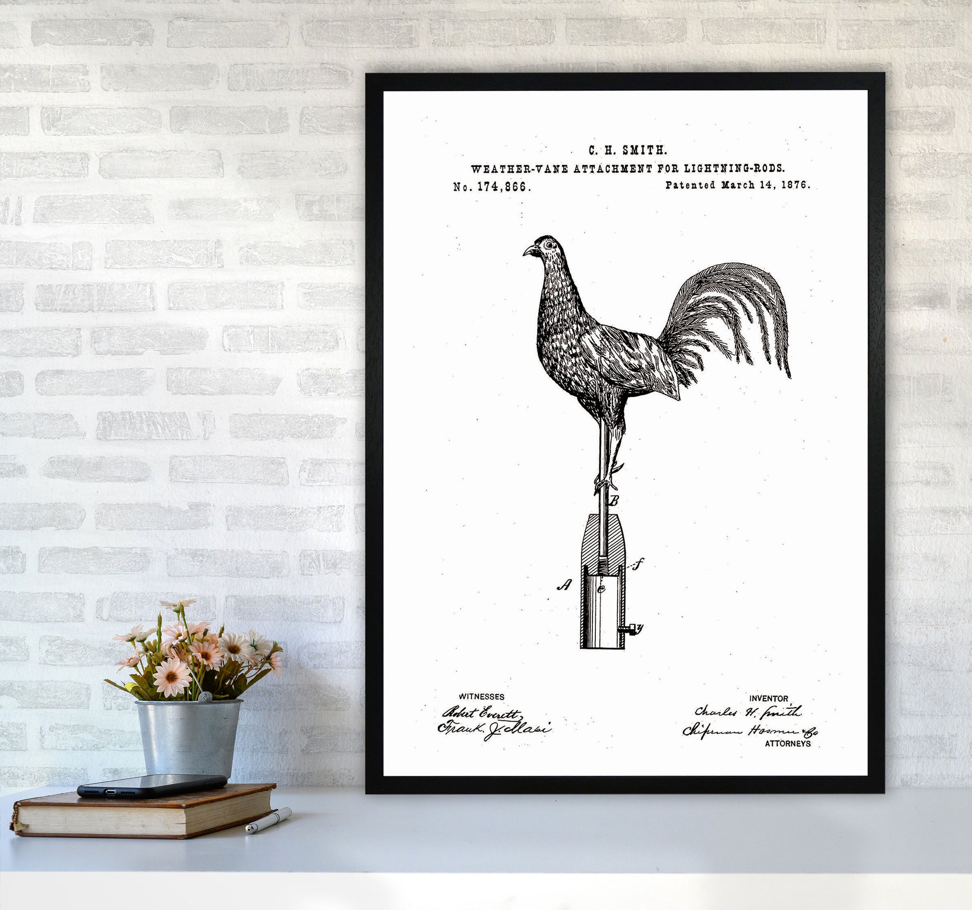 Weather Vane Patent Art Print by Jason Stanley A1 White Frame