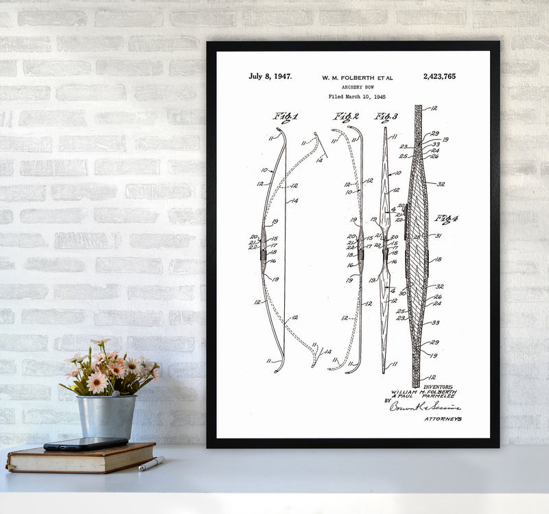 Archery Bow Patent Art Print by Jason Stanley A1 White Frame