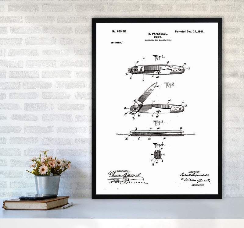 Pocket Knife Patent Art Print by Jason Stanley A1 White Frame