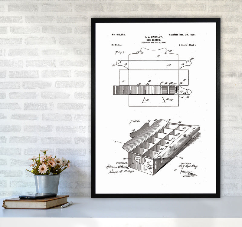 Egg Carton Patent Art Print by Jason Stanley A1 White Frame