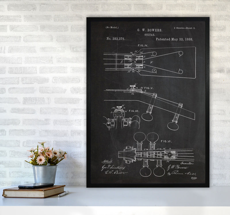 Guitar Neck Patent Art Print by Jason Stanley A1 White Frame