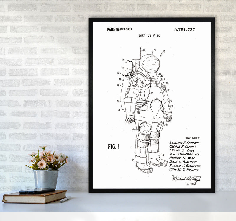 Spacesuit Patent Art Print by Jason Stanley A1 White Frame