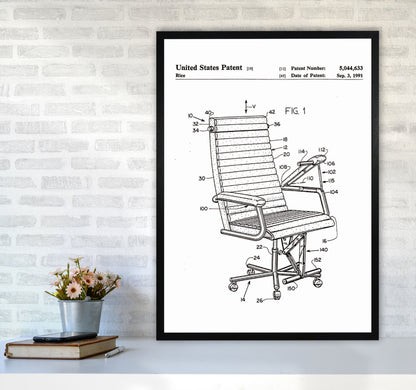 Desk Chair Patent Art Print by Jason Stanley A1 White Frame