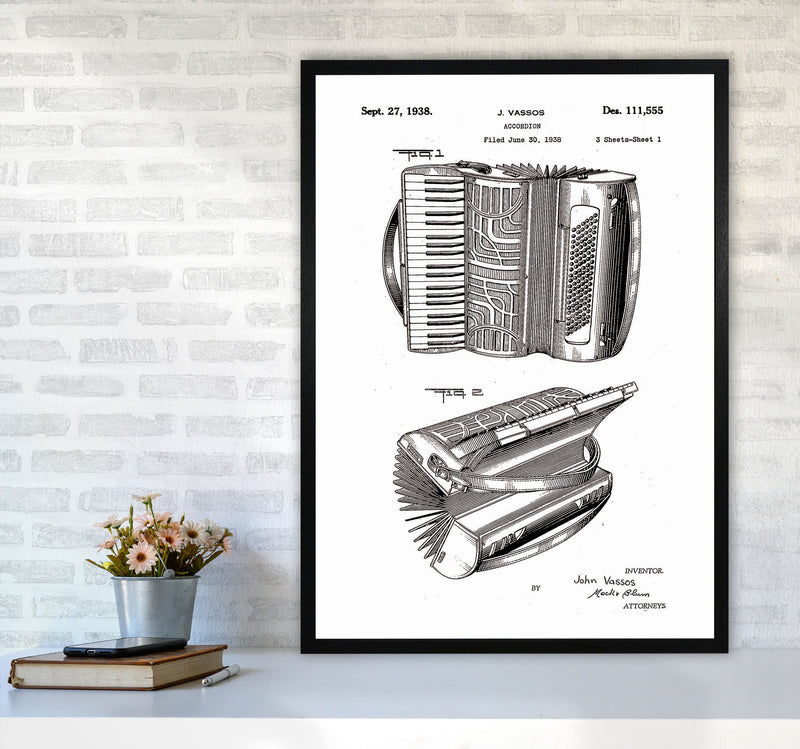 Accordian Patent Art Print by Jason Stanley A1 White Frame