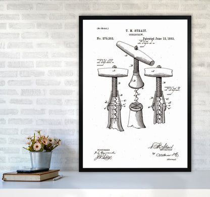 Corkscrew Patent Art Print by Jason Stanley A1 White Frame