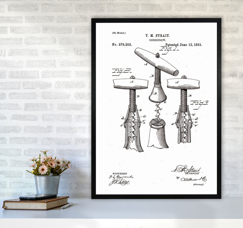 Corkscrew Patent Art Print by Jason Stanley A1 White Frame