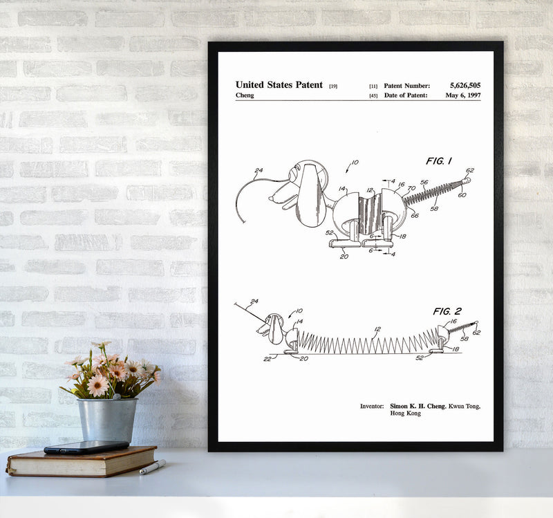 Slinky Dog Patent Art Print by Jason Stanley A1 White Frame