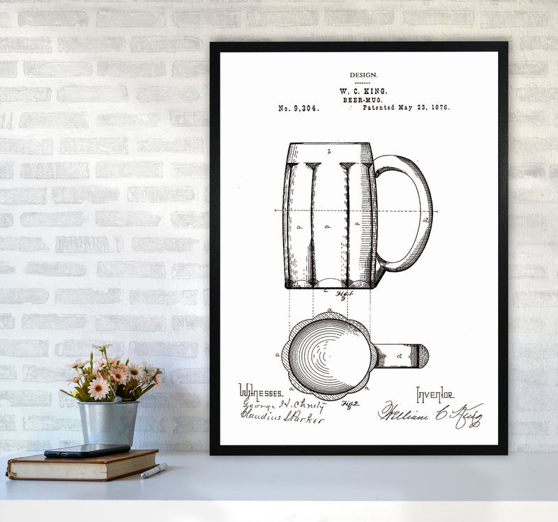 Beer Mug Patent 2 Art Print by Jason Stanley A1 White Frame