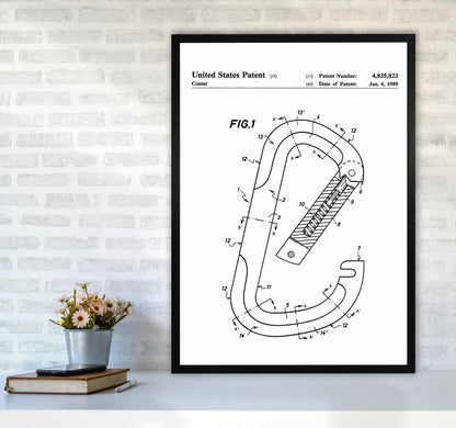 Caribiner Patent Art Print by Jason Stanley A1 White Frame