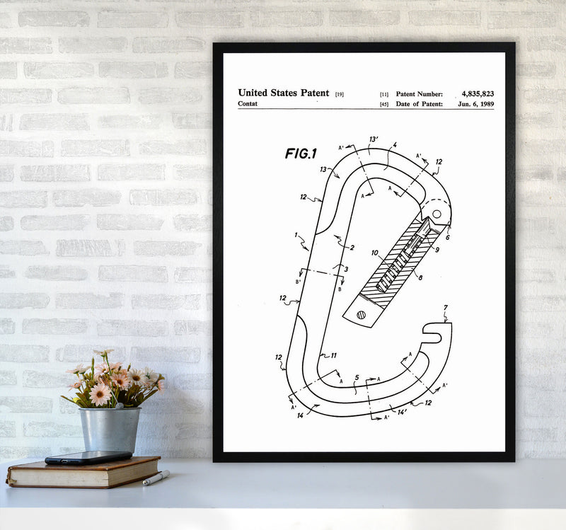 Caribiner Patent Art Print by Jason Stanley A1 White Frame