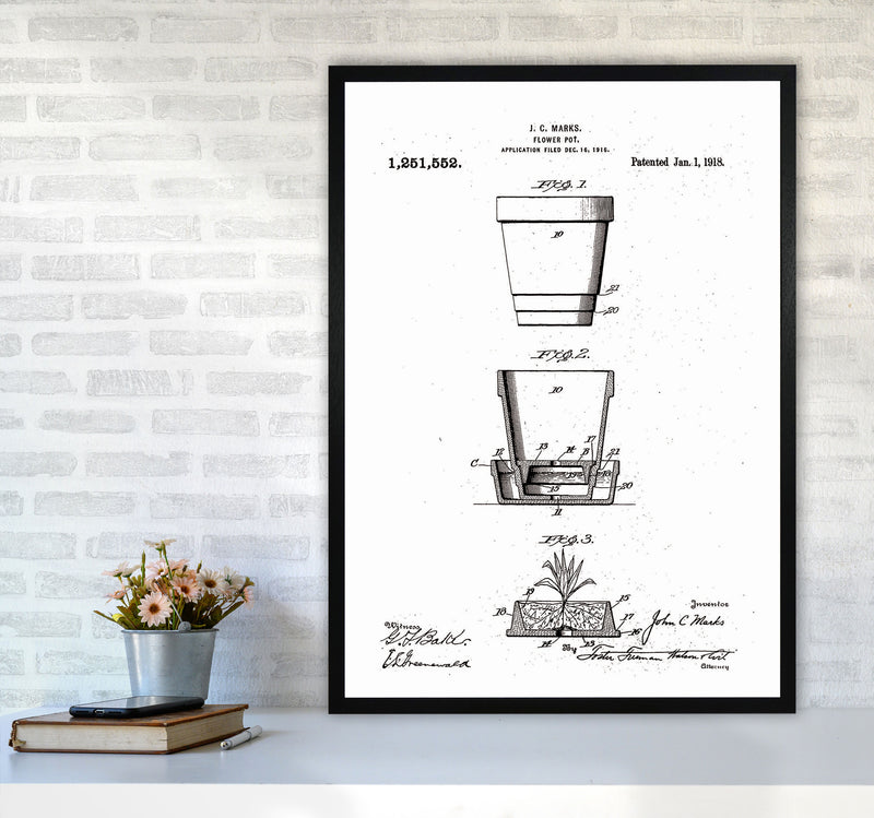 Flower Pot Patent Art Print by Jason Stanley A1 White Frame