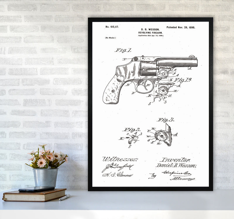 Revolver Patent Art Print by Jason Stanley A1 White Frame