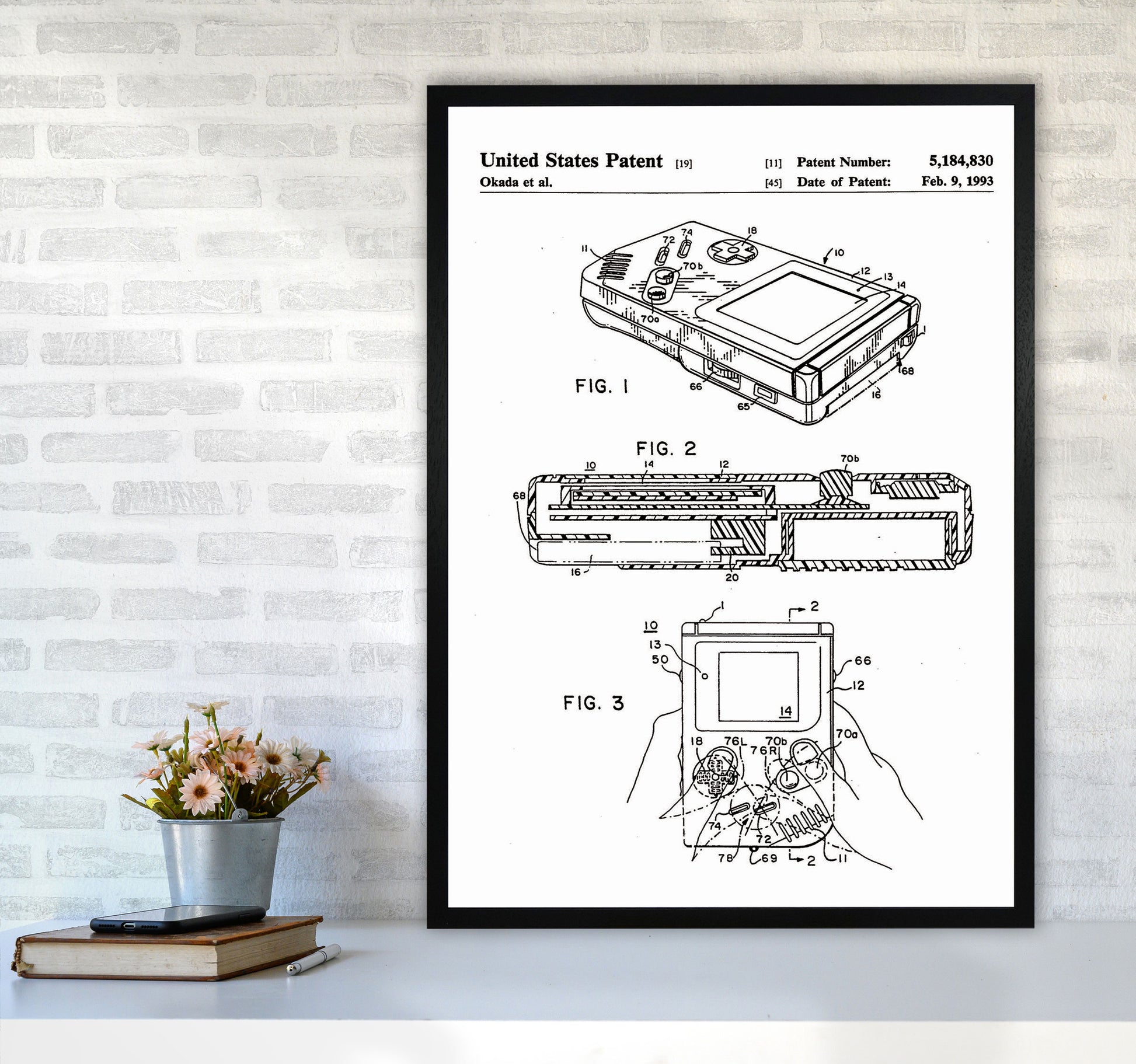 Gameboy Patent Art Print by Jason Stanley A1 White Frame