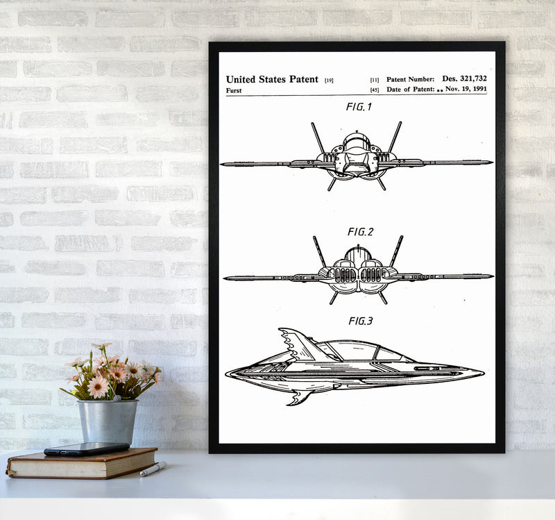 Batwing Patent Art Print by Jason Stanley A1 White Frame