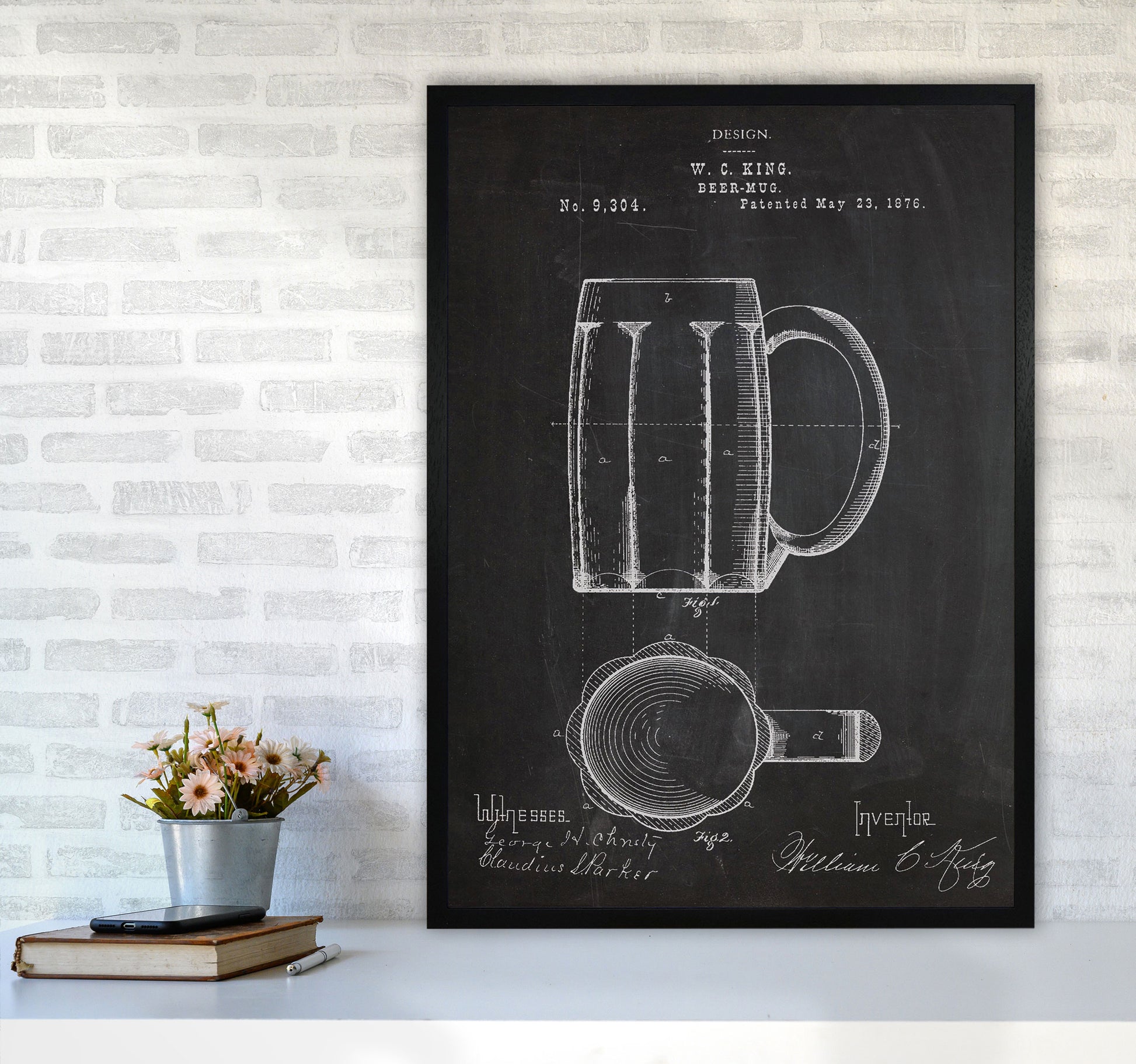 Beer Mug Patent Art Print by Jason Stanley A1 White Frame