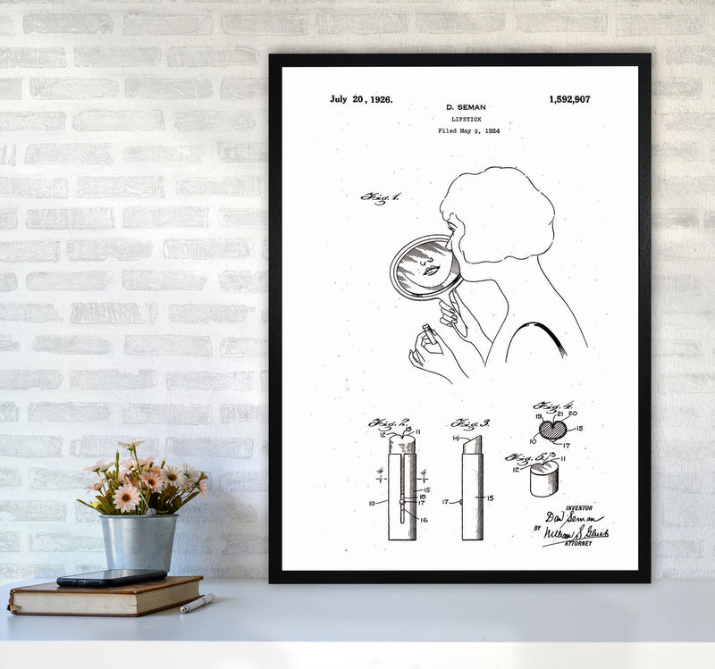 Lipstick Patent Art Print by Jason Stanley A1 White Frame
