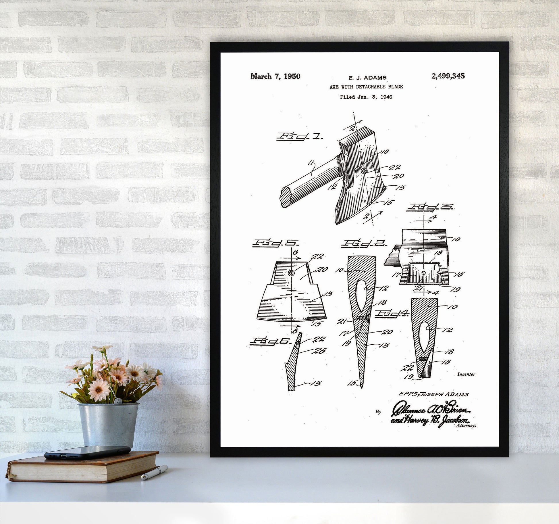 Axe Patent Art Print by Jason Stanley A1 White Frame