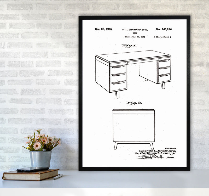 Desk Patent Art Print by Jason Stanley A1 White Frame