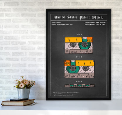 Casette Tape Art Print by Jason Stanley A1 White Frame