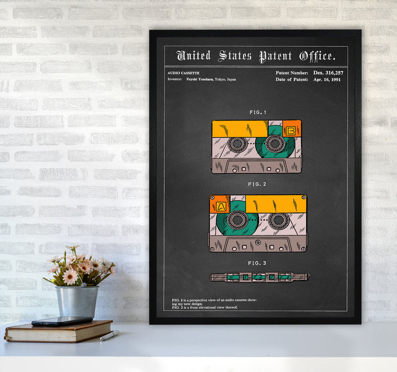 Casette Tape Art Print by Jason Stanley A1 White Frame