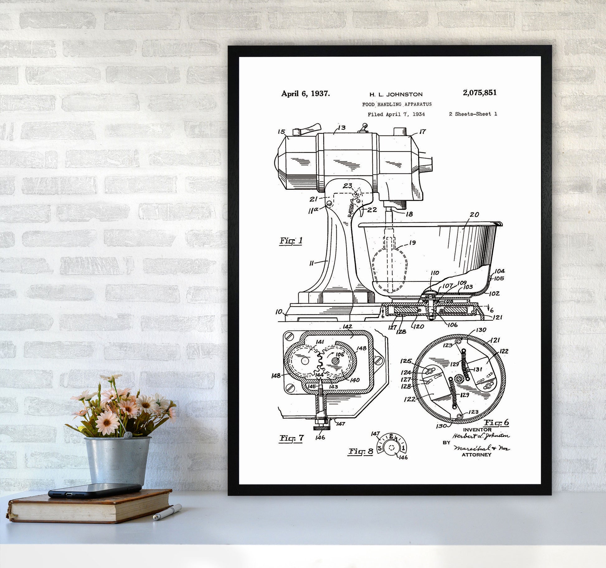 Mixer Patent Art Print by Jason Stanley A1 White Frame