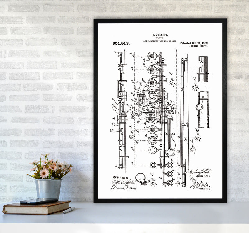 Flute Patent Art Print by Jason Stanley A1 White Frame