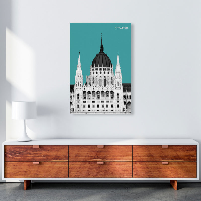 Halftone Budapest Green Art Print by Jason Stanley A1 Canvas