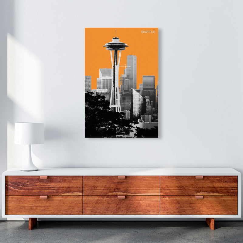 Halftone Seattle Yellow Art Print by Jason Stanley A1 Canvas