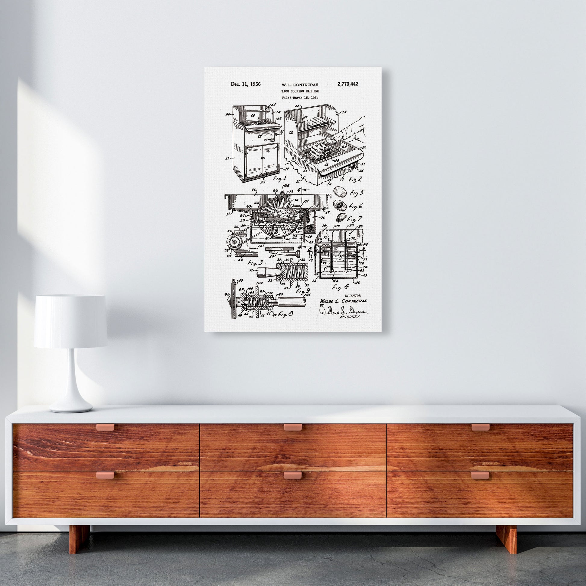 Taco Cooking Machine Patent Art Print by Jason Stanley A1 Canvas