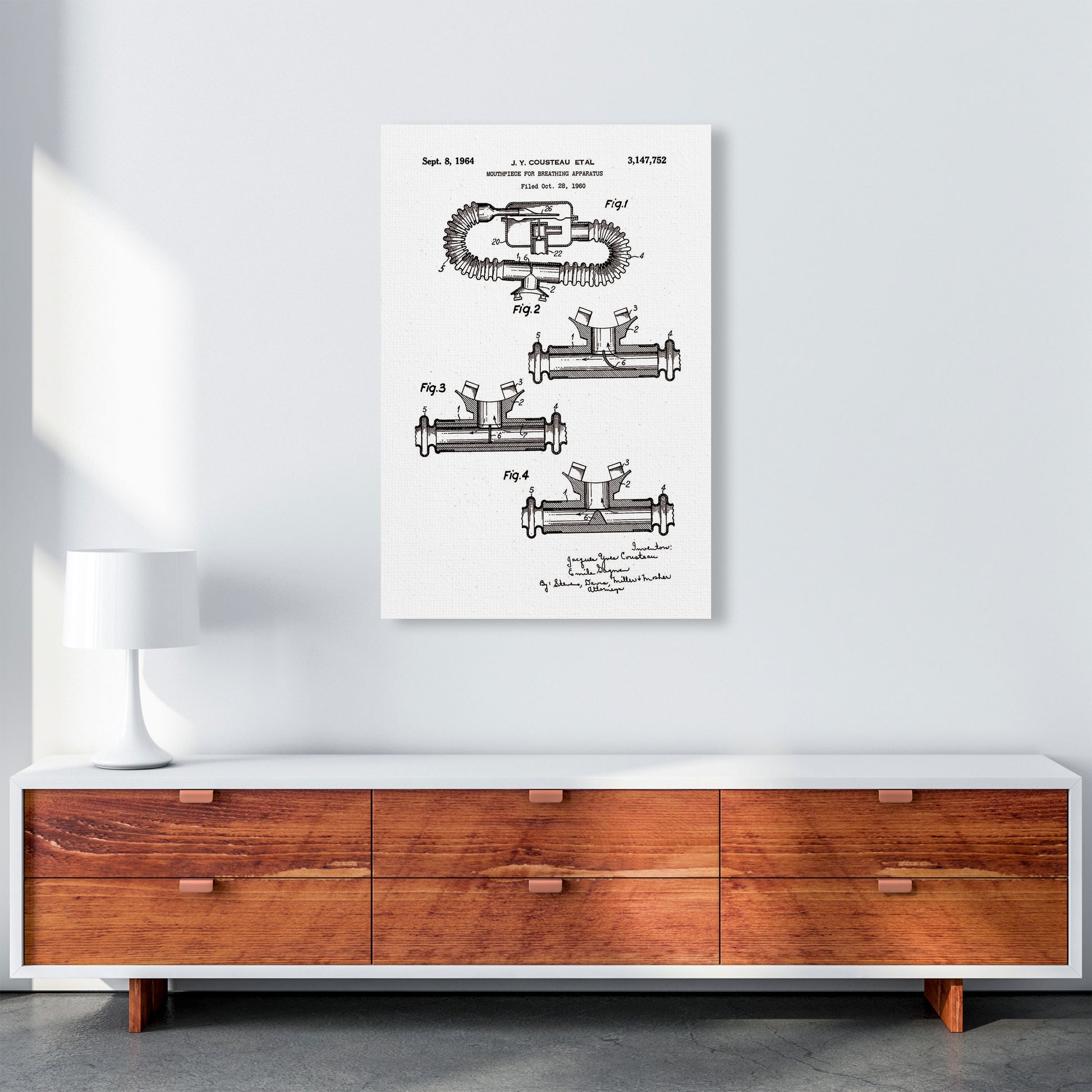 Diving Apparatus Patent Art Print by Jason Stanley A1 Canvas