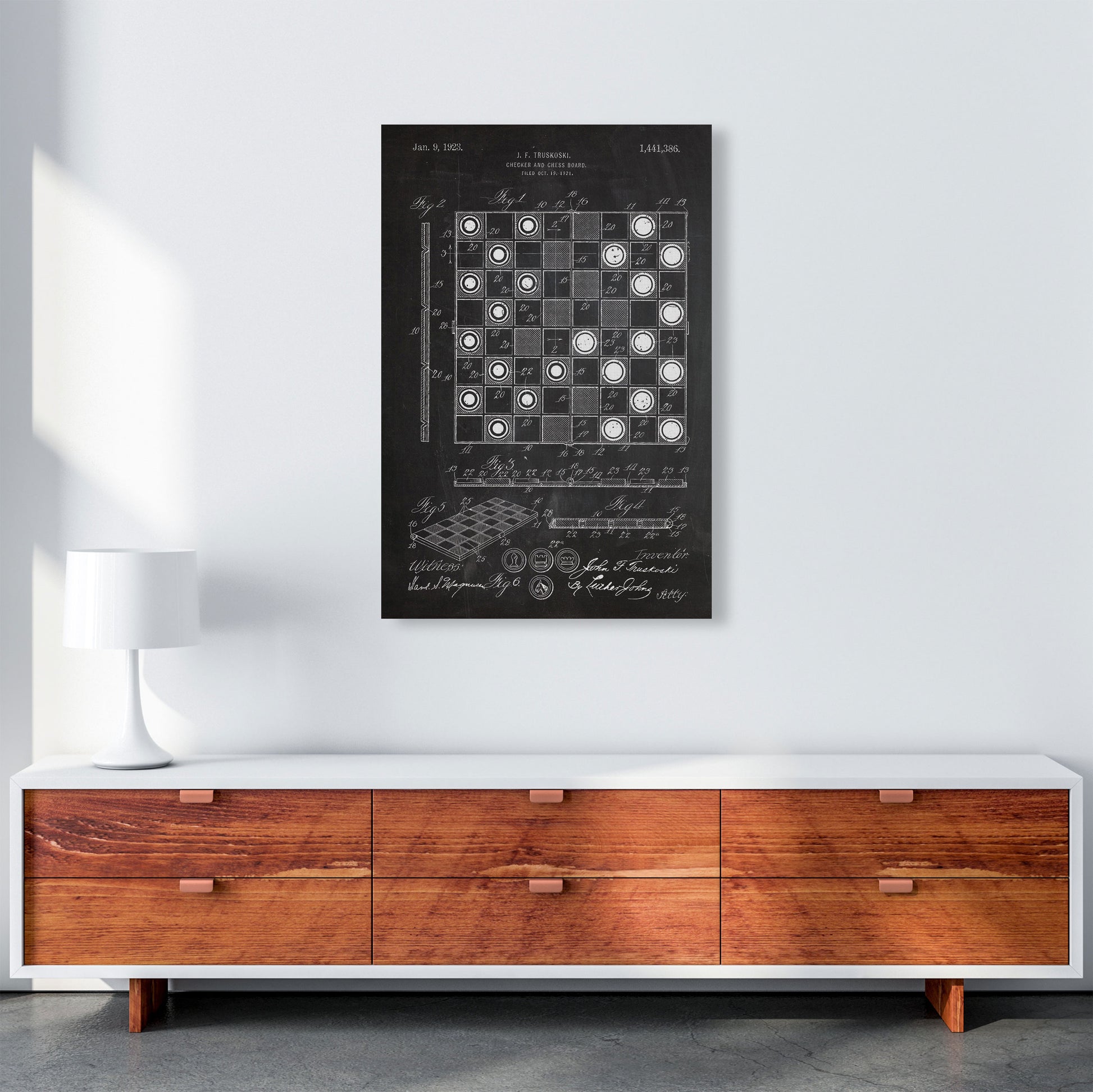 Chess And Checkers Patent Art Print by Jason Stanley A1 Canvas