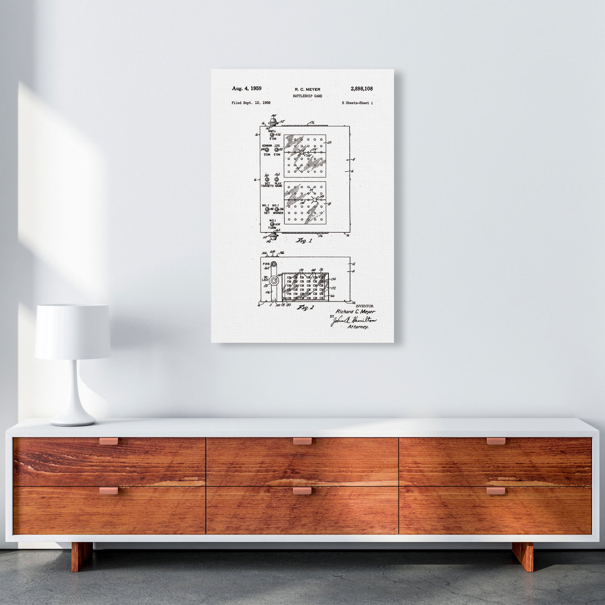 Battleship Game Patent Art Print by Jason Stanley A1 Canvas