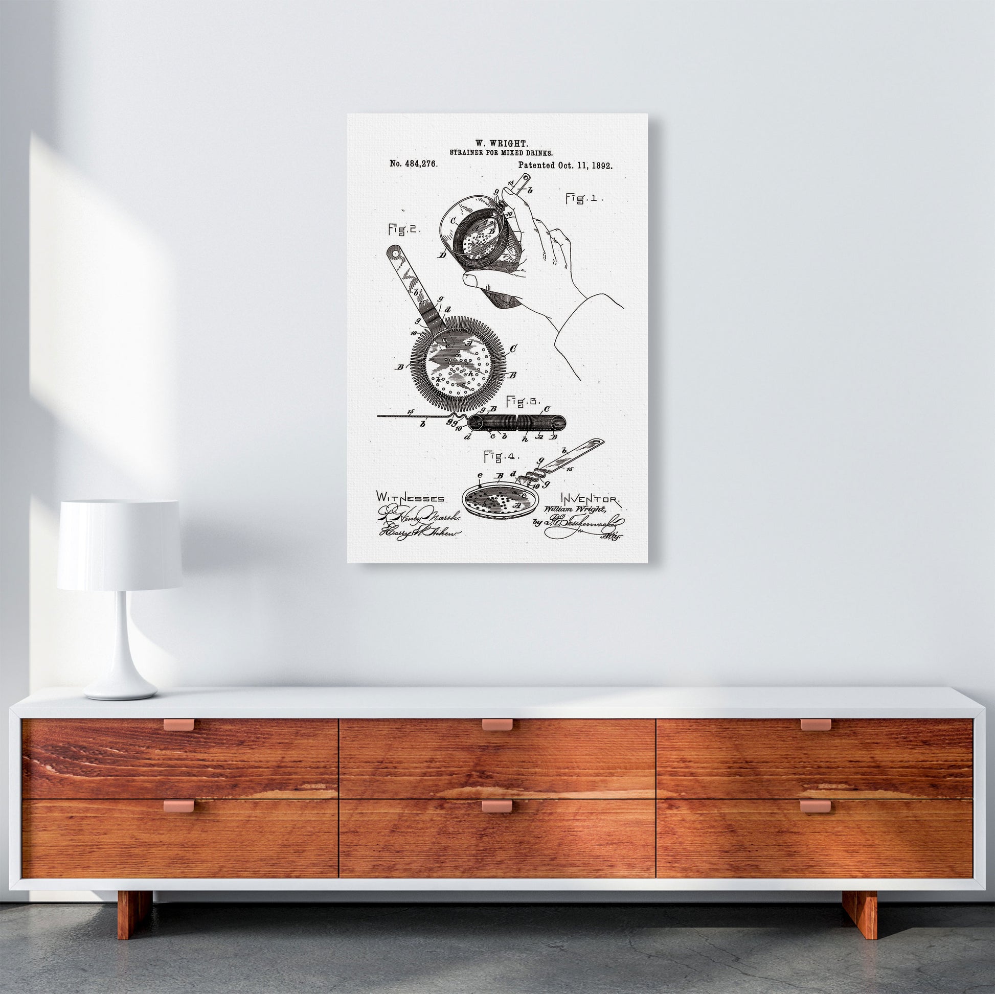 Drink Strainer Patent Art Print by Jason Stanley A1 Canvas