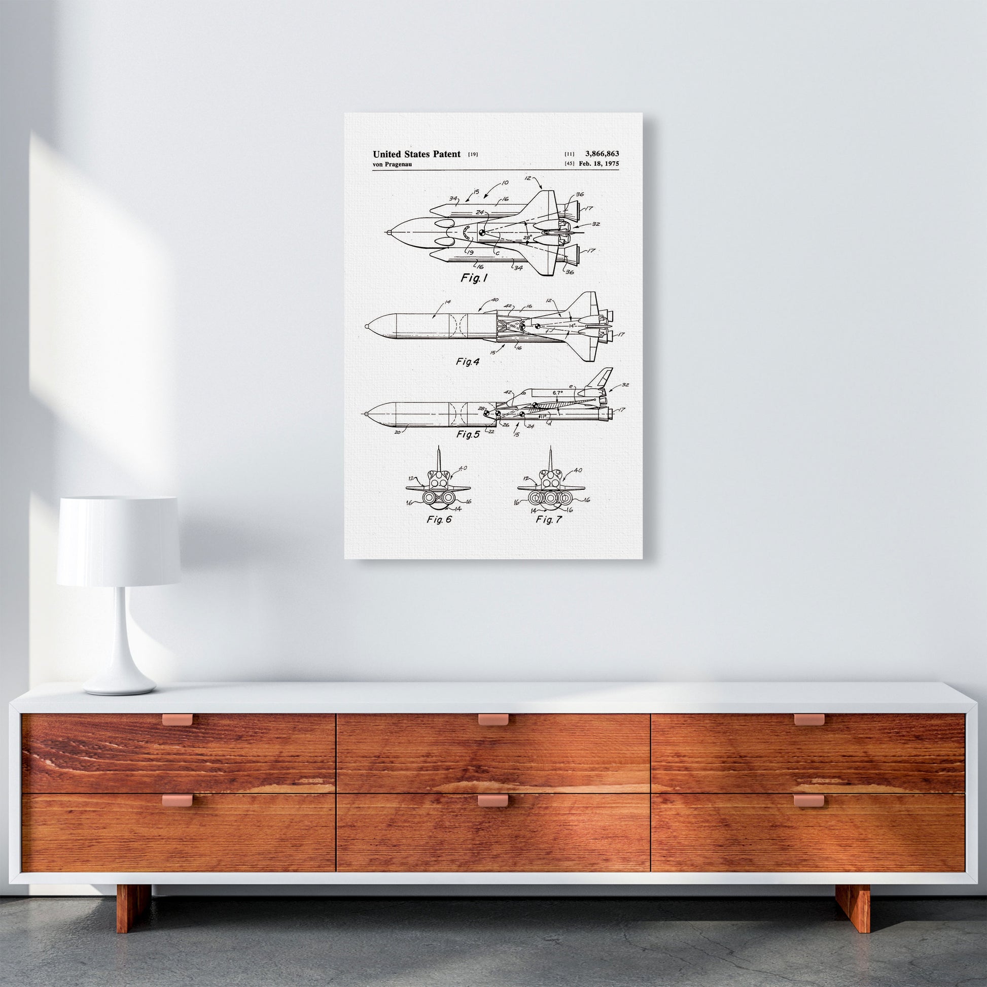 Space Shuttle Patent Art Print by Jason Stanley A1 Canvas