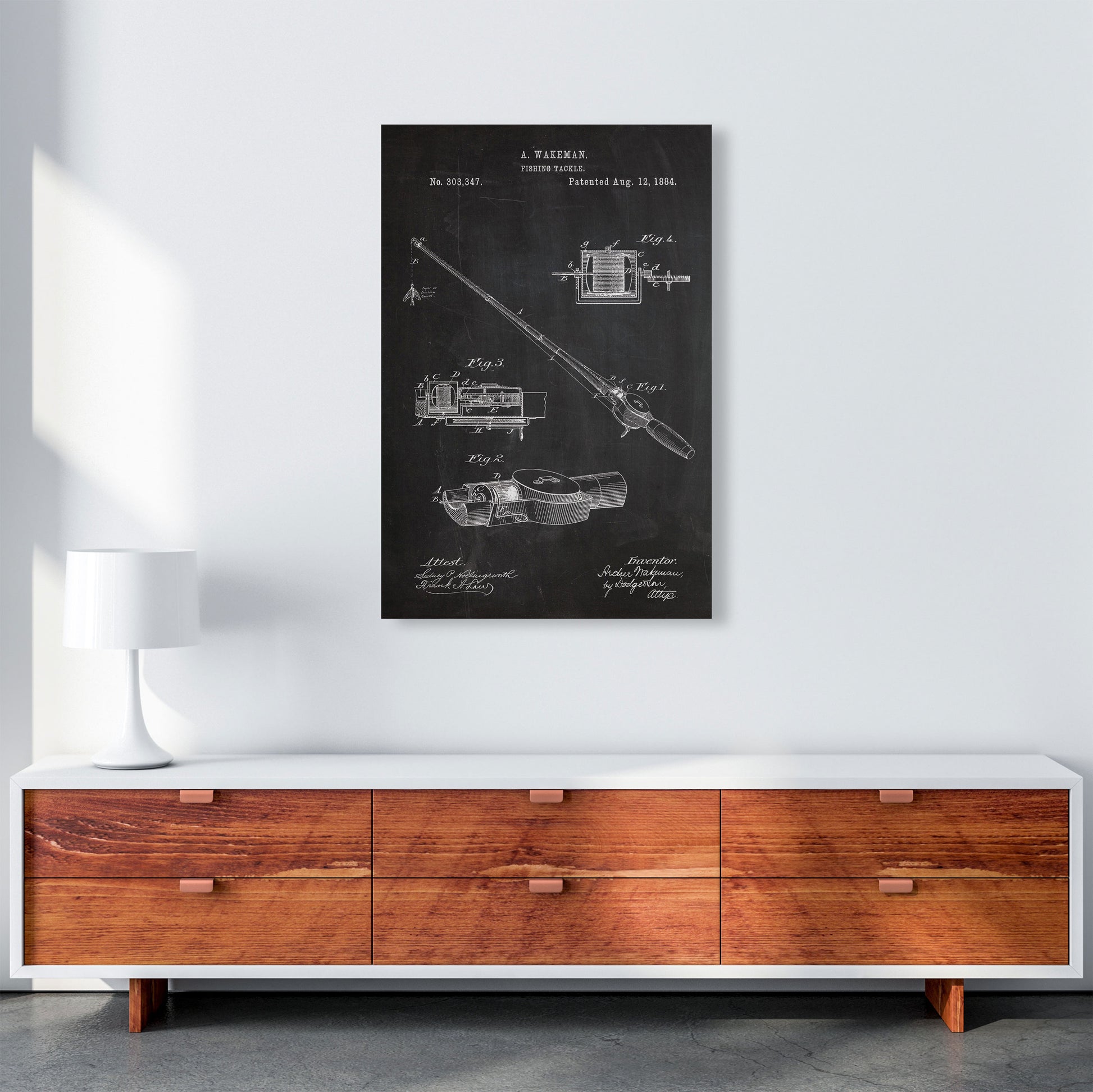 Fishing Rod Patent Art Print by Jason Stanley A1 Canvas