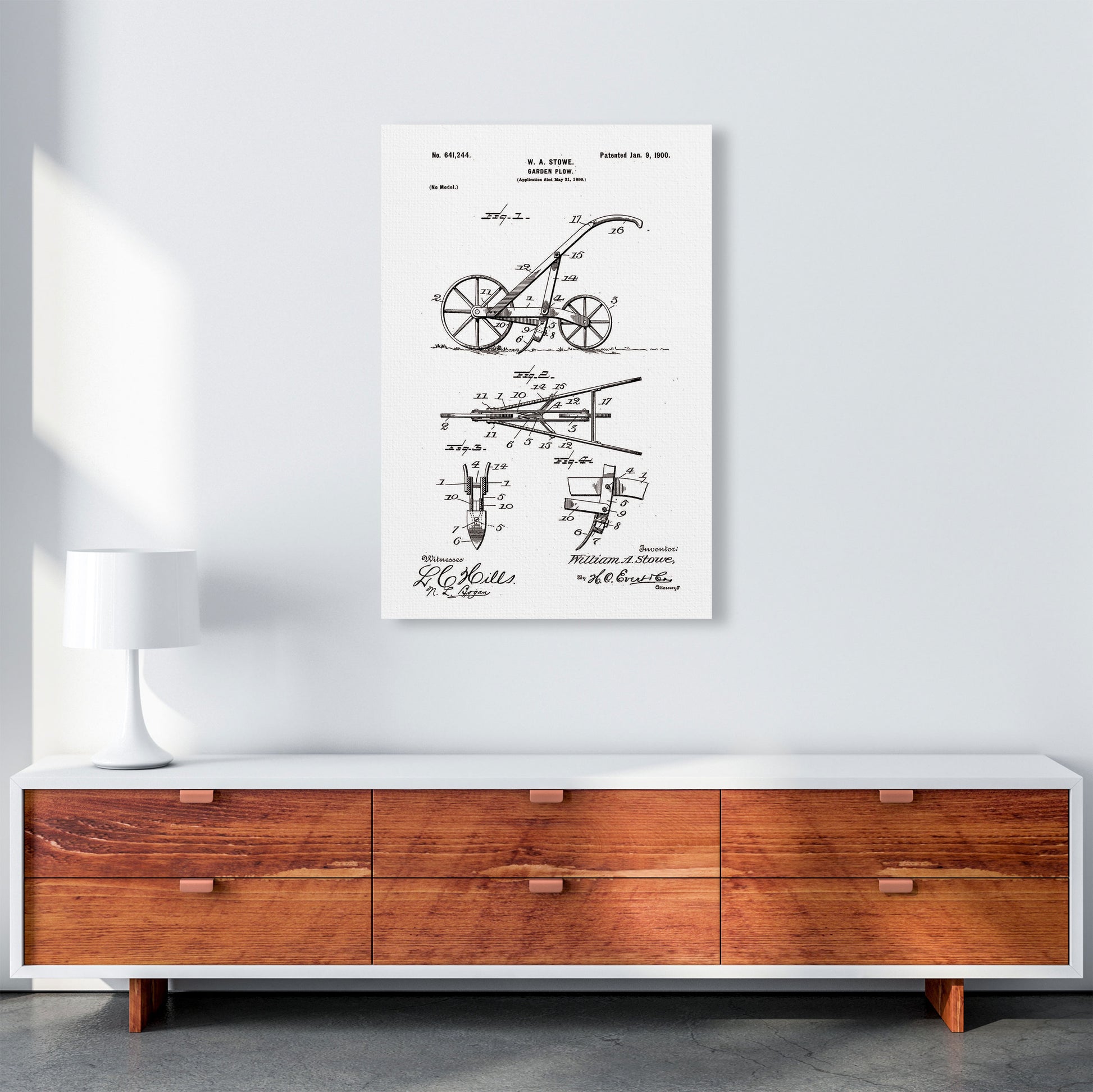 Garden Plow Patent Art Print by Jason Stanley A1 Canvas