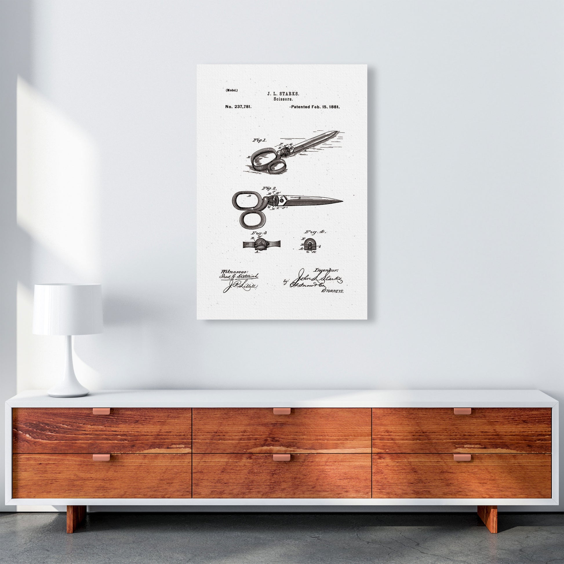 Scissors Patent Art Print by Jason Stanley A1 Canvas