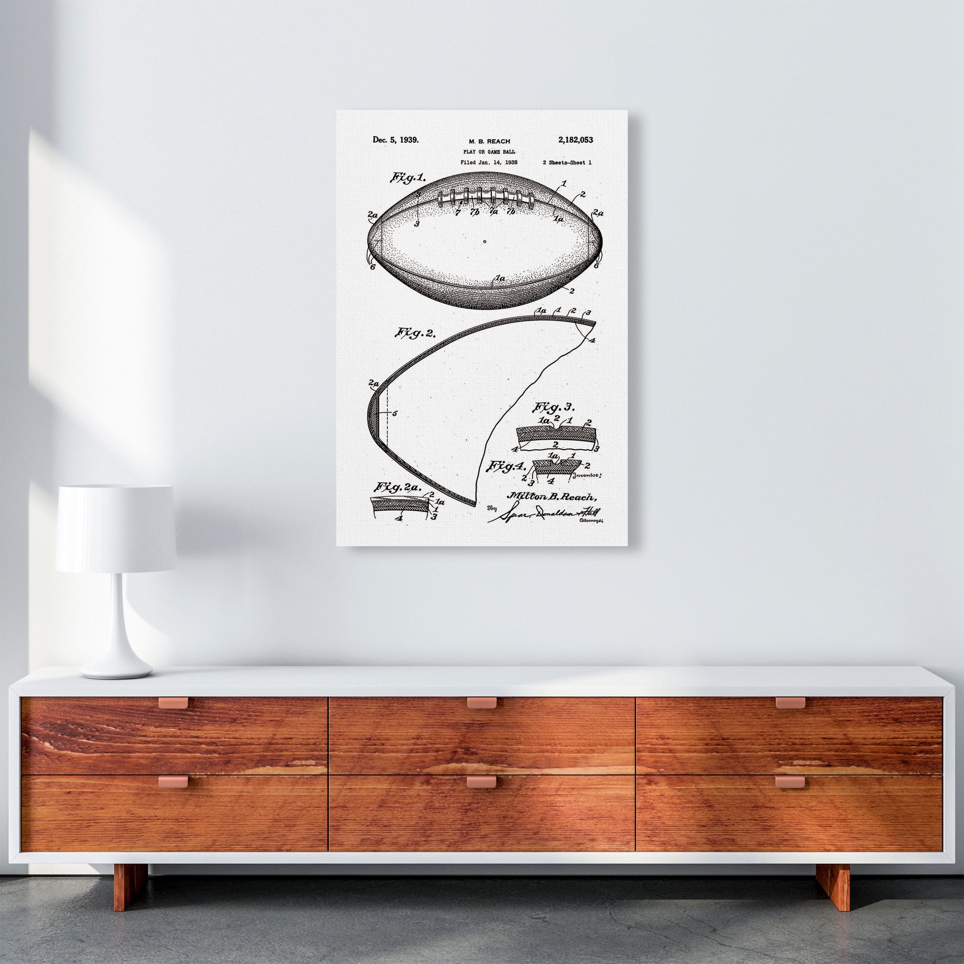 Football Patent Art Print by Jason Stanley A1 Canvas