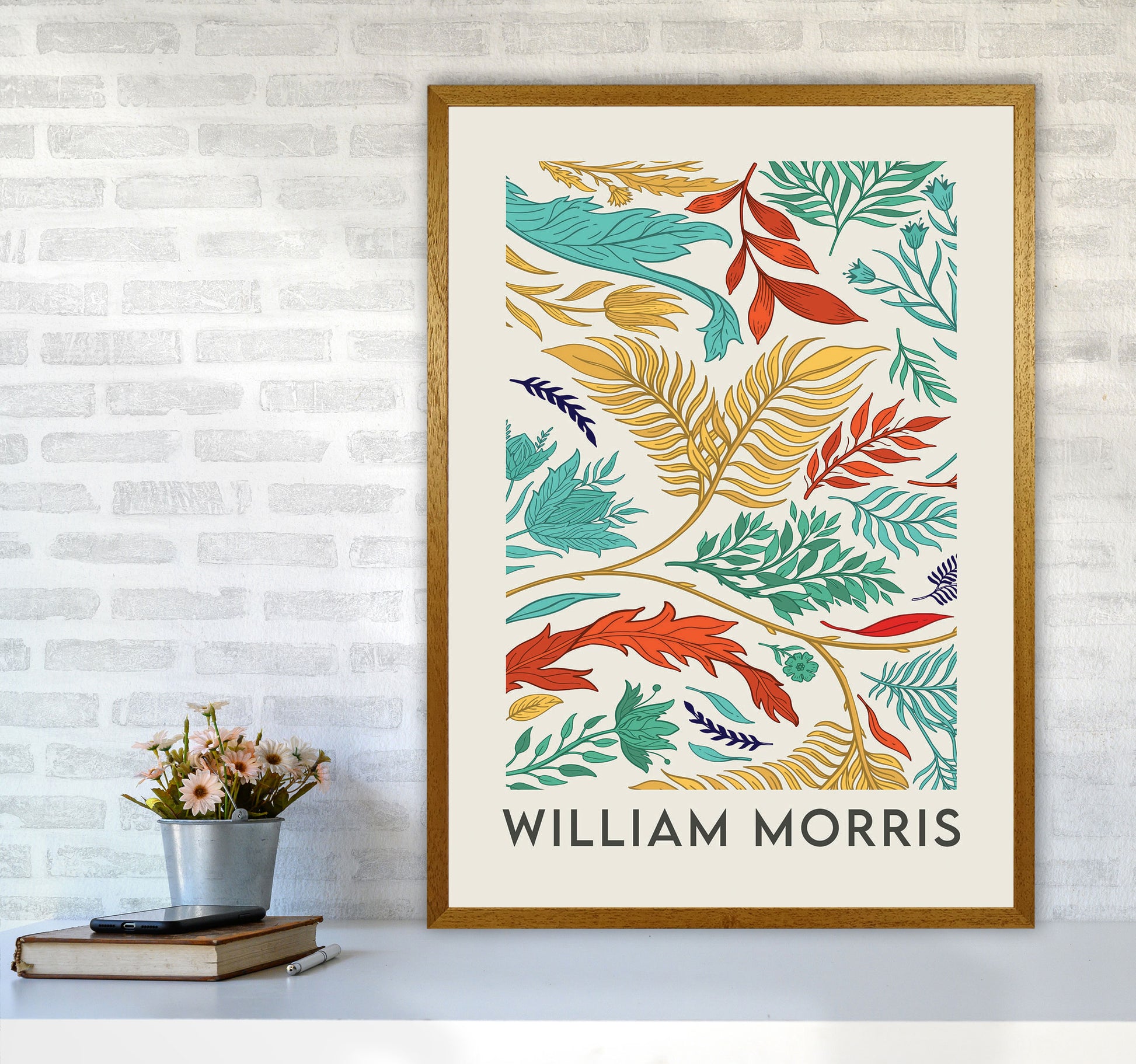 William Morris- Vibrant Wild Flowers Art Print by Jason Stanley A1 Print Only