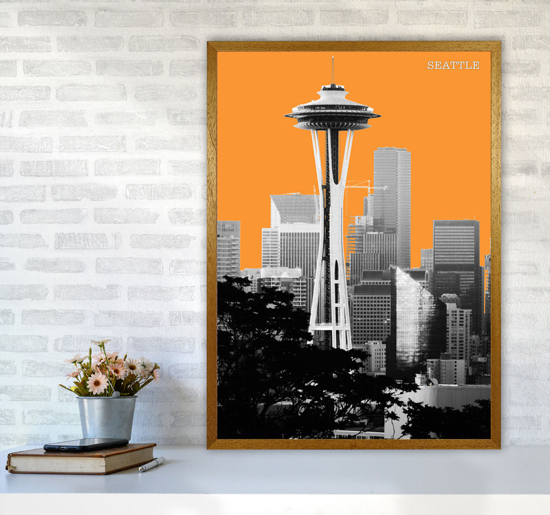 Halftone Seattle Yellow Art Print by Jason Stanley A1 Print Only