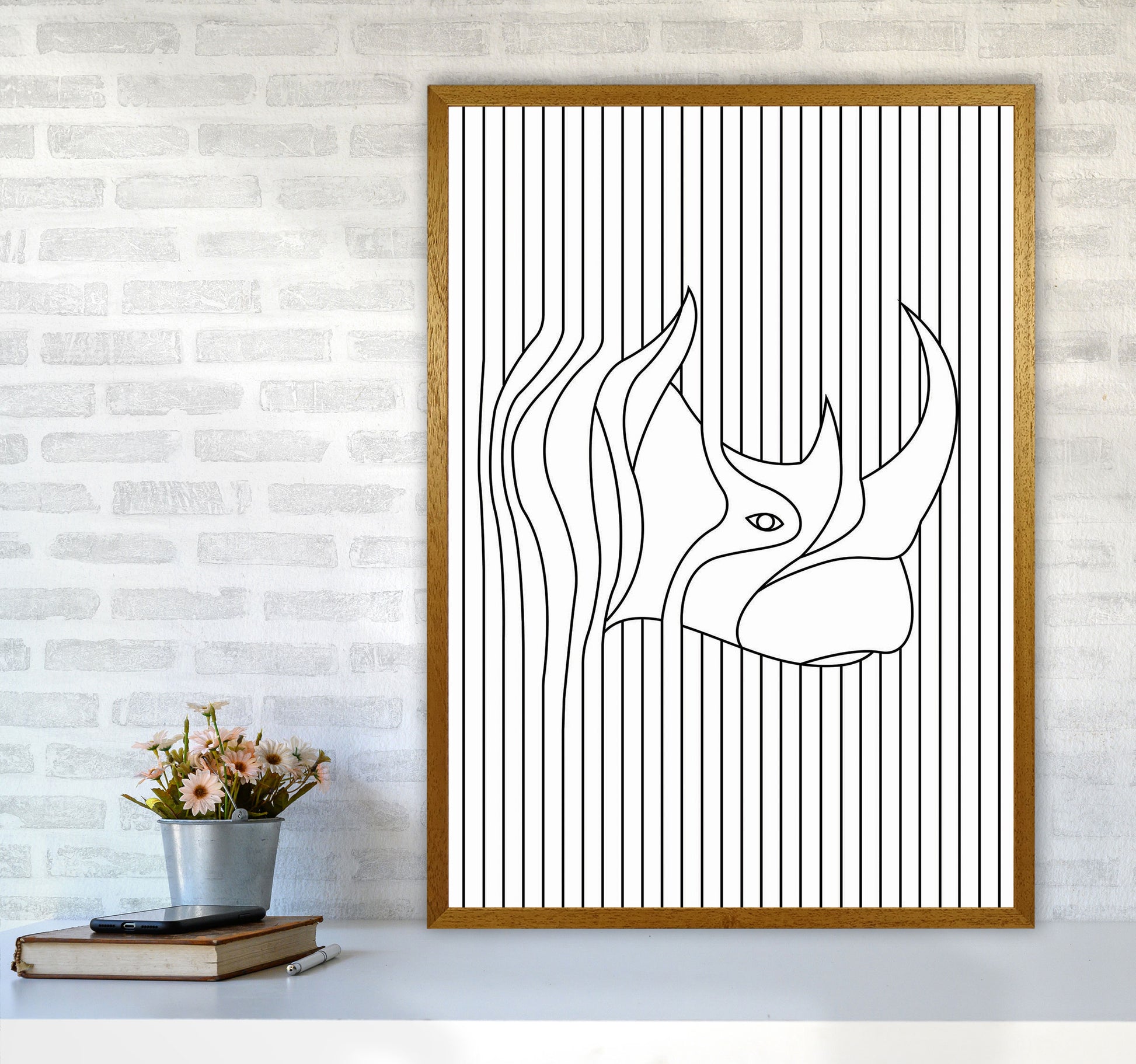 Line Drawing Rhino Art Print by Jason Stanley A1 Print Only