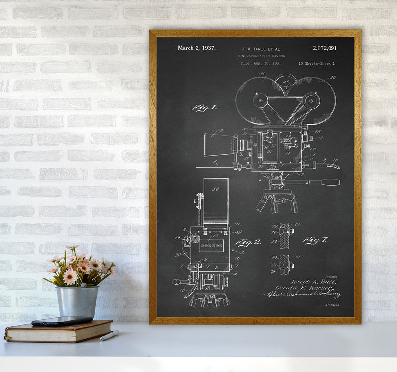 Cinema Camera Patent-Chalkboard Art Print by Jason Stanley A1 Print Only