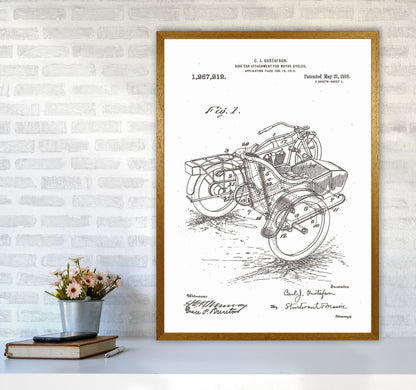 Motorcycle With Side Car Patent Art Print by Jason Stanley A1 Print Only