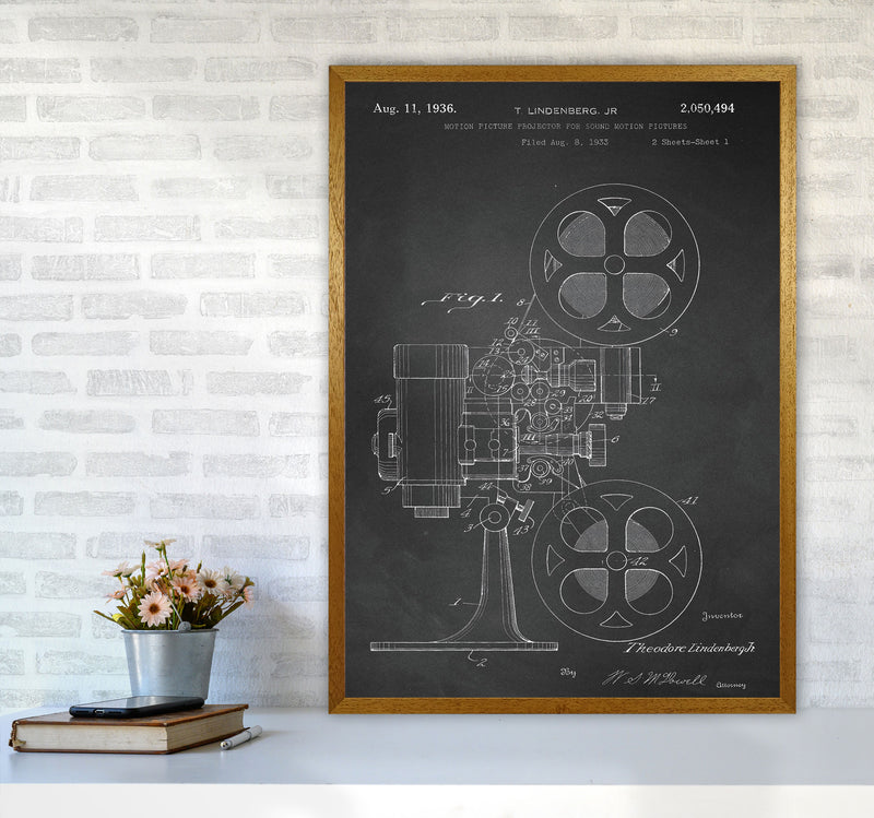 Motion Picture Projector Patent-Chalkboard Art Print by Jason Stanley A1 Print Only