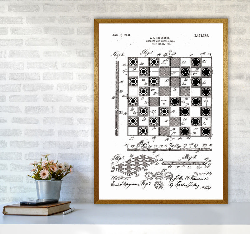 Chess And Checkers Board Patent Art Print by Jason Stanley A1 Print Only