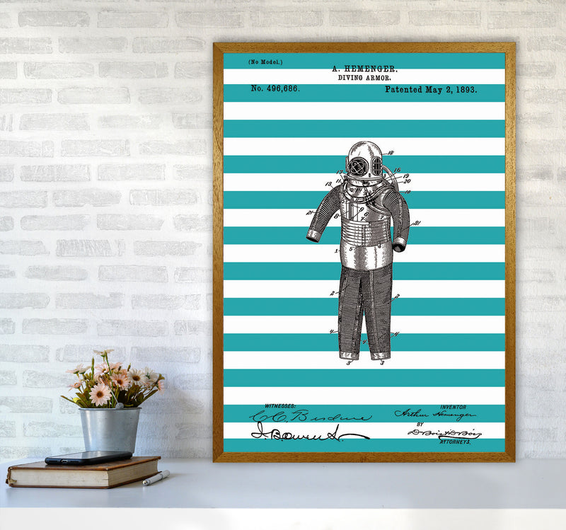 Diving Armor Patent Stripe Art Print by Jason Stanley A1 Print Only
